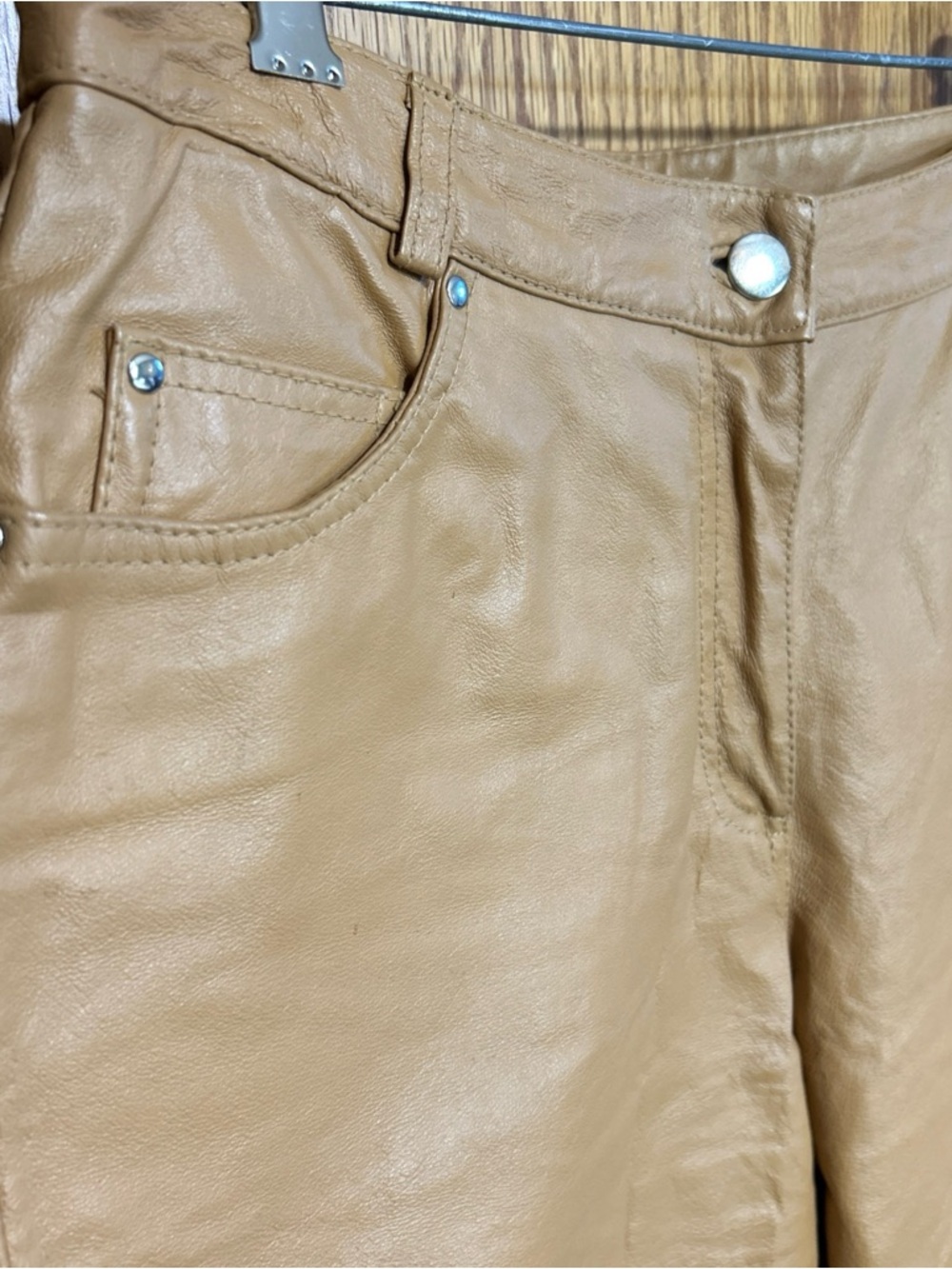 Vintage Metro Style 100% Leather straight tan Pants Women's 10‎ Boho Retro Y2K